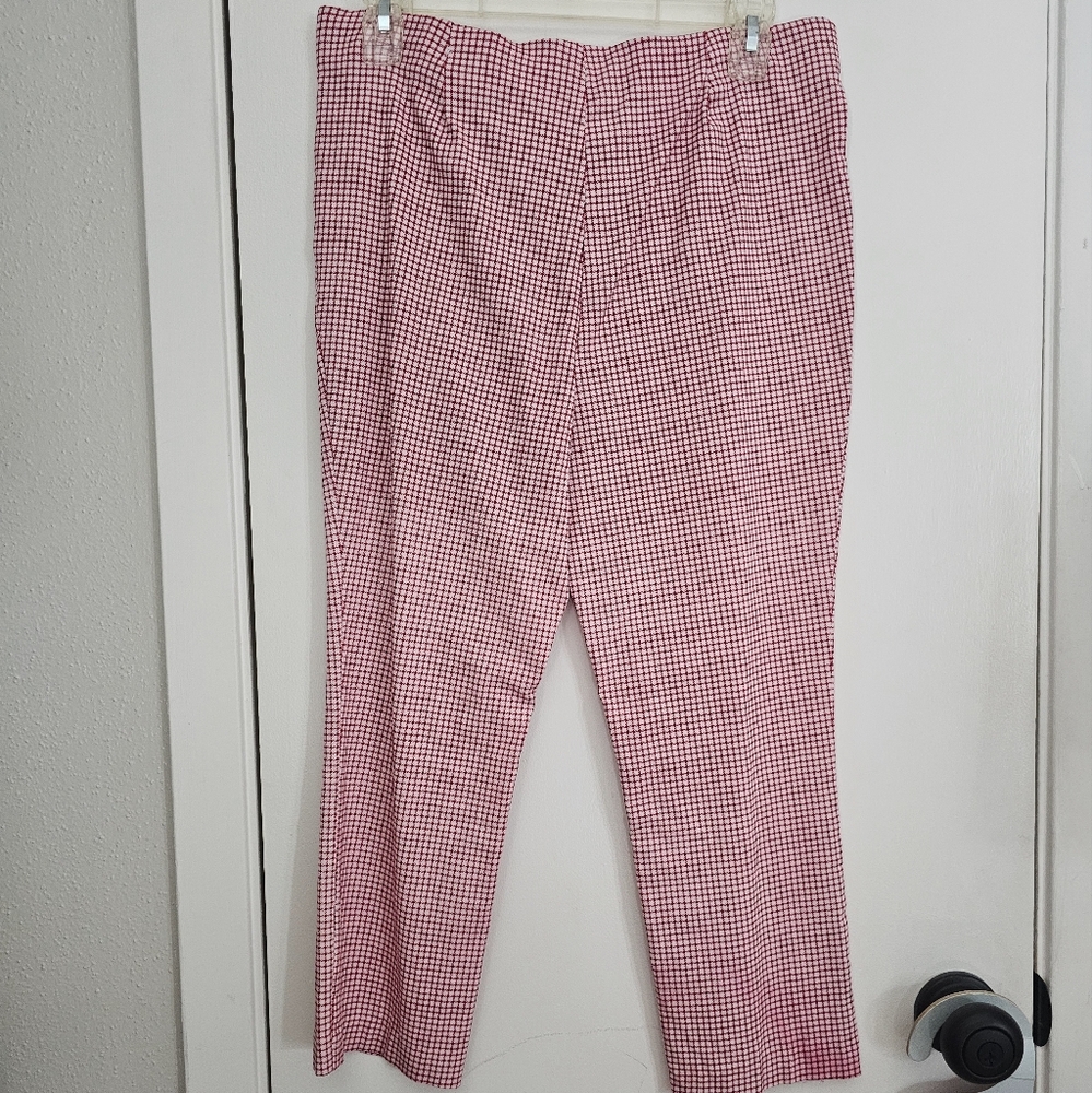 Red Checkered women's crop Pants
